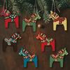 6/12Pcs Christmas Ornament Colorful Horse Design Hanging Decoration with Lanyard Christmas Tree Tabletop Wall Parties Decor