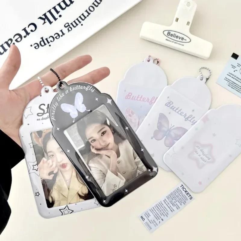 Держатель для фотокарт INS Butterfly, 3-дюймовый защитный чехол для фотографий Kpop Idol с брелоком для ключей, чехол для банковской карты для студенческого автобуса