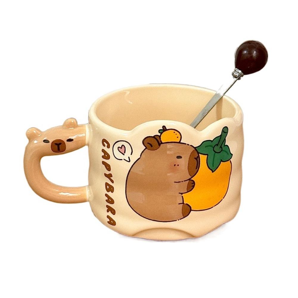 Удобная ручка, симпатичная керамическая кофейная чашка, уникальная ручка, тематическая посуда для напитков в виде капибары, подарок на день рождения