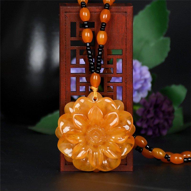 Подвеска из старого воска и пчелиного воска, ожерелье в этническом стиле, женское длинное ожерелье с каплями воды, винтажная янтарная цепочка для свитера, кулон, универсальные аксессуары