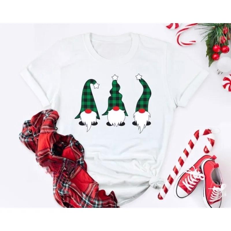 New Vintage Santa Gnome Christmas TShirt Xmas Family Tee Harajuku Yk Top Shirts for Women Seagull Christmas Shirts Tees
