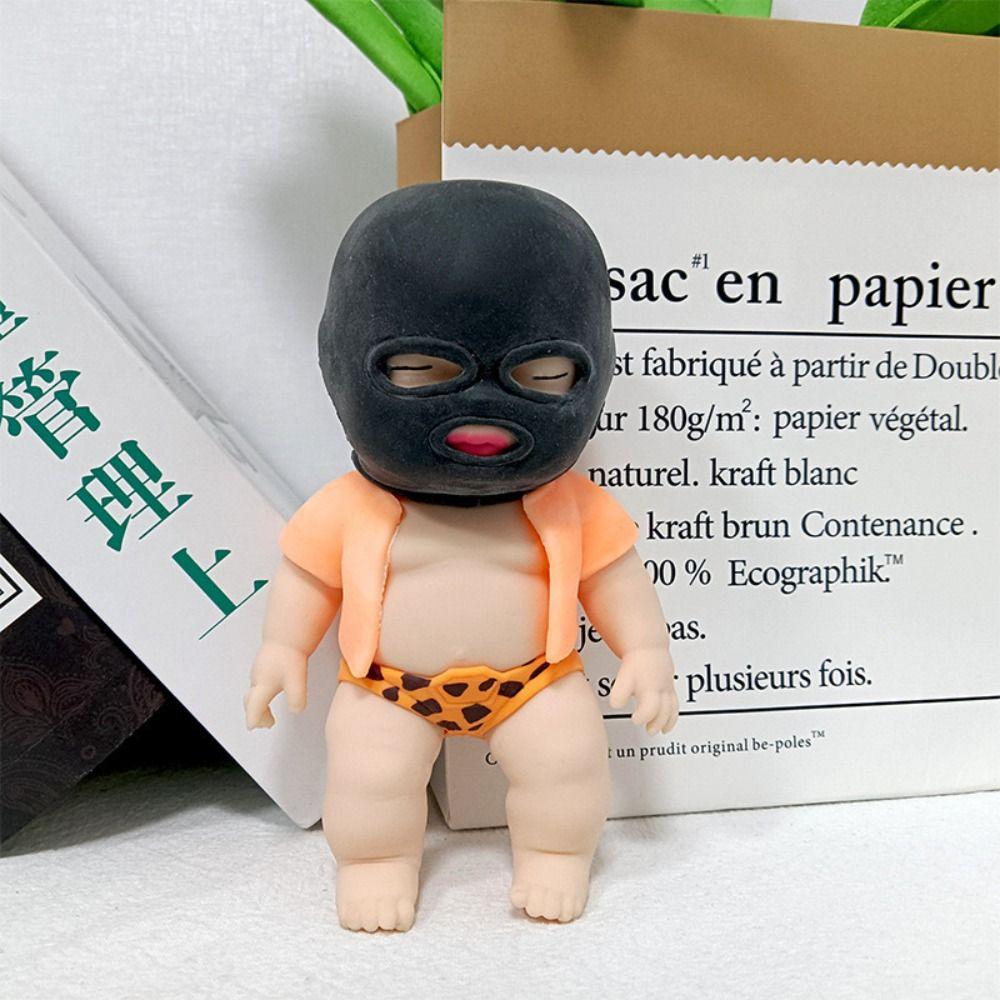TPR Cartoon Fidget Toy Silicone Pinch Decompression Toy Masked Doll Squeeze Toy  Kids Tricky Doll