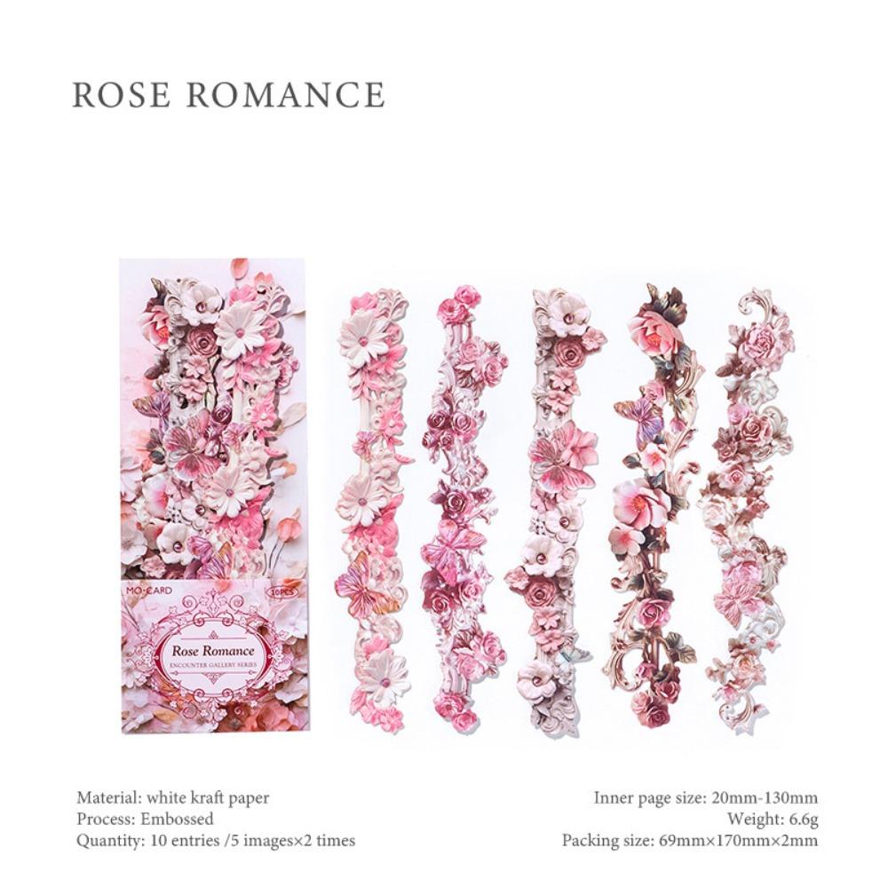 20PCS New Paper Long Floral Stickers Colored DIY Scrapbooking Collage Stationery Decor Journal Frame Sticker Scrapbooking