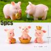 Small Pig Resin Ornaments Creative Mini 5 Kinds Cartoon Pig Statuary Decorative Suitable Home Desktop Cute Animals Decor Statue