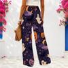 Women Plus Size Halloween Printed Loose Wide Leg Full Length Pants