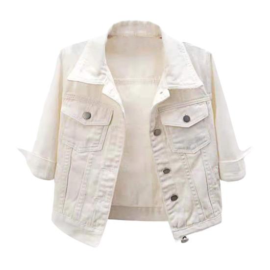 Women Coat Solid Color Slim Fit Close-fitting Young Style Wear-resistant Half Sleeve Buttons