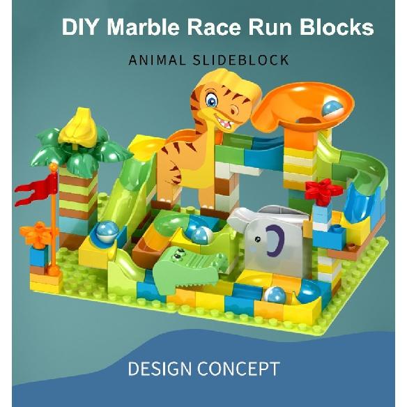 90-200PCS DIY Assembly Marble Race Run Big Block Construction Building Blocks Funnel Slide Bricks Educational Toys For