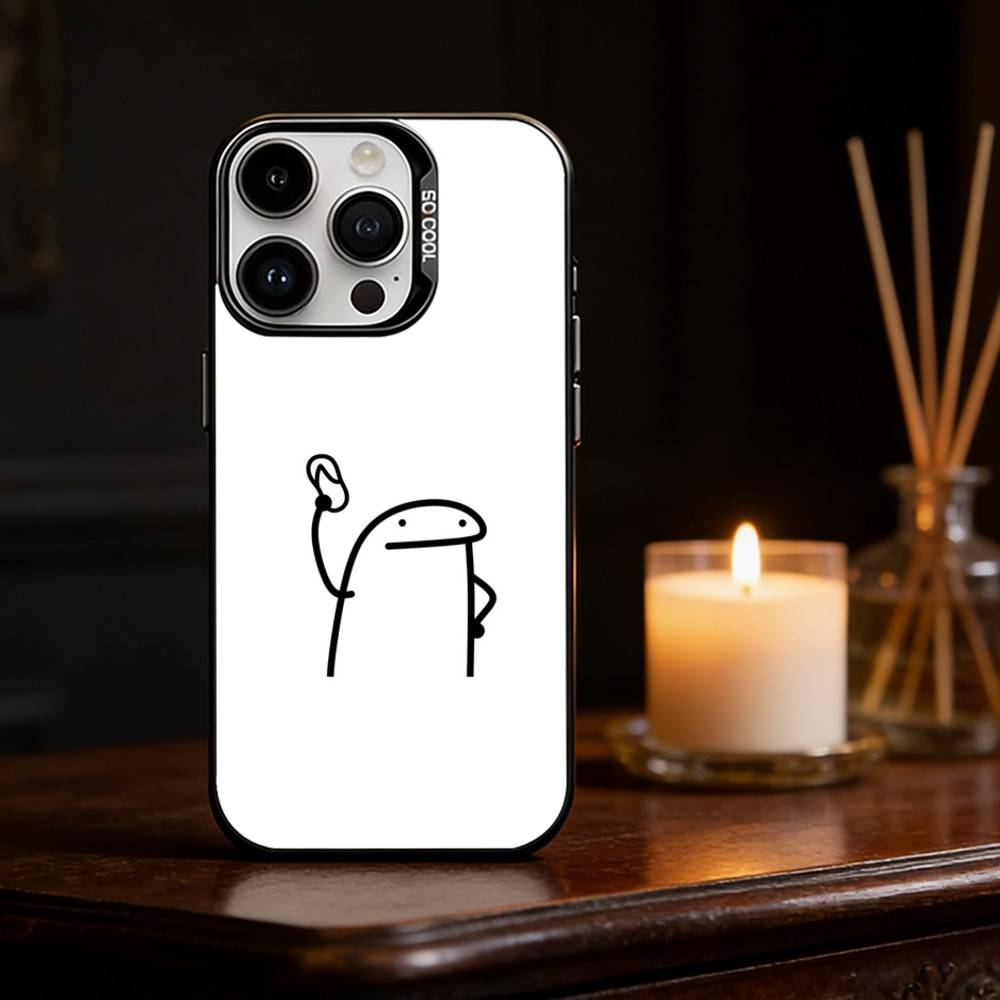 Чехол для телефона F-Flork Stick Figure Memes Серебристый корпус Для IPhone 17 16 15 14 13 12 11 Pro Max Plus
