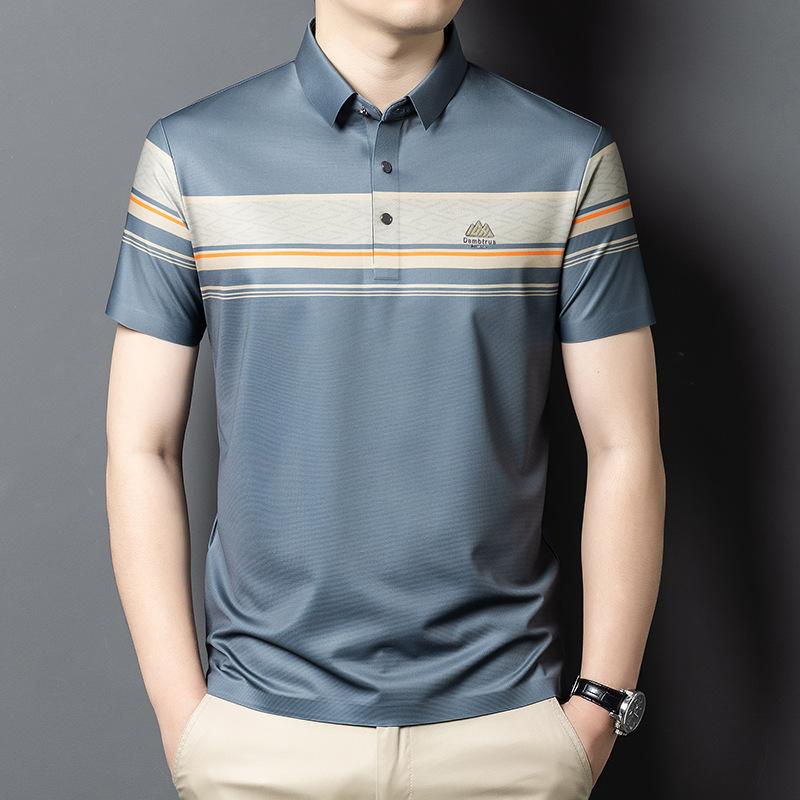 Мужская дышащая футболка-поло с коротким рукавом и отложным воротником, топ, средний, деловой кэжуал, высококачественная, не требующая глажки
