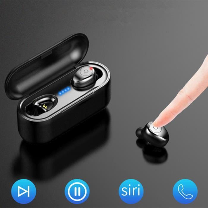 Ecouteur Oreillette Bluetooth 5.0 F9 Mini 5D - Casque sans fil Sport avec microphone IPX7 étanche