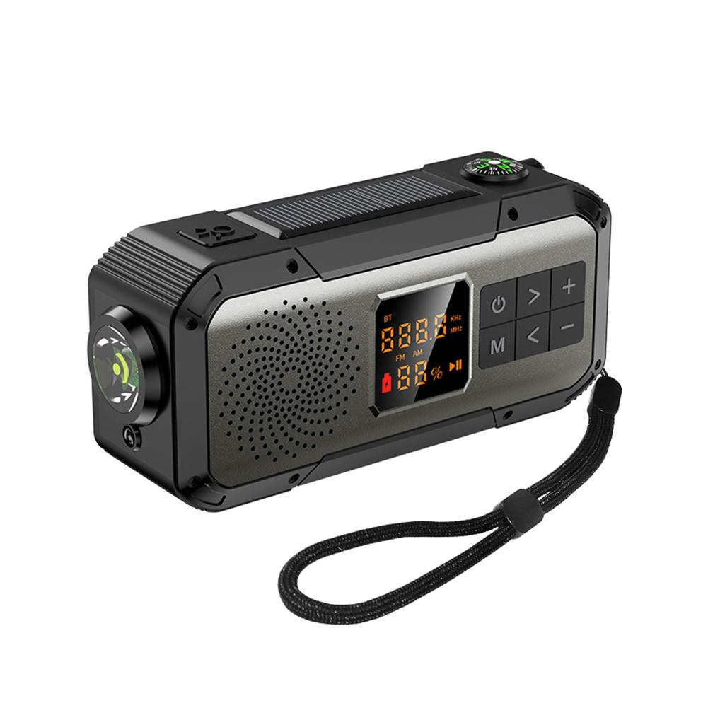 Emergency Hand Crank Radio Solar Radio with BT Flashlight SOS Compass AM/FM/WB/NOAA Weather Radio for Indoor Outdoor Emergencies