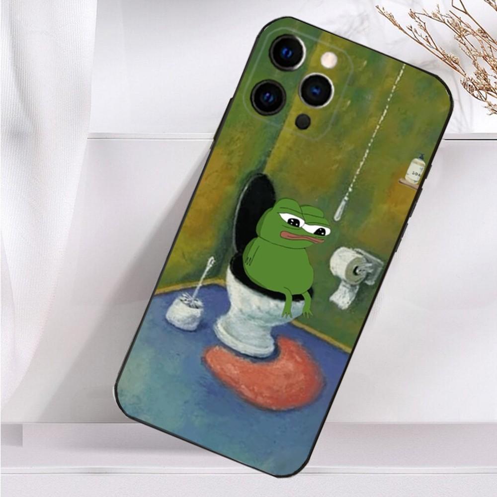 Funny P-Pepe the Frog Phone Case For iPhone 16,15,14,13,12,11 Plus,Pro Max,XS,X,XR,SE,Mini,8,7 Soft Silicone Black Cover