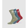Gymshark Носки Crew Socks 3pk Utility Green Cargo Blue Reps Red I3a3p Ecv3