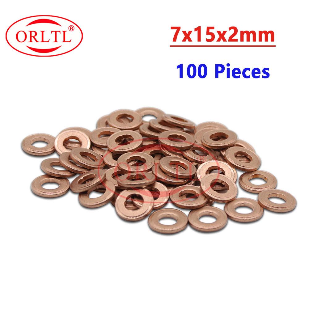 ORLTL 100PCS Fuel Injector Copper Washers F00VC17504 Diesel Nozzle Shims F00VC17503 F00VC17505 Auto