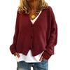 Women's Fashion Oversized Knit Cardigan Sweater With Buttons Long Sleeves Solid Color Jacket