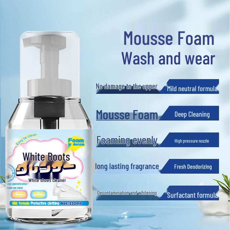 White Shoe Cleaner: No-Wash Stain & Yellowing Removal Whitening Foam for Mesh & Sports Sneakers