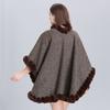 Lining Velvet Poncho Women Faux Rabbit Fur Collar Cape Big Pendulum Dovetail Cardigan Winter Cloak Knitted Warm Thick Coat