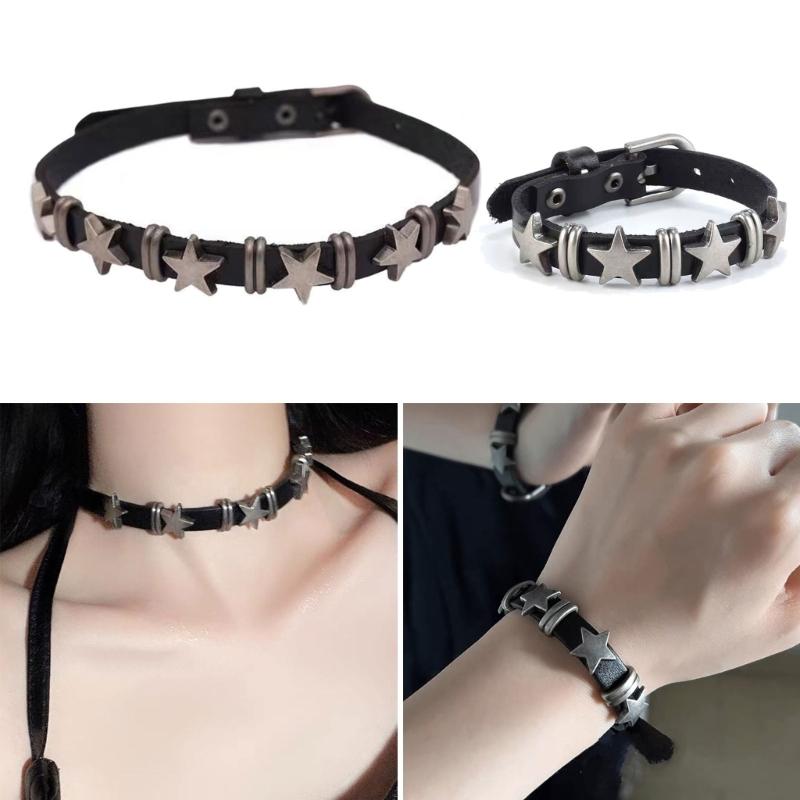 Five-pointed Star Aesthetic Bracelet Leathers O Style Clavicle Chain Women Leisure Neck Chain Jewelry Birthday Gift