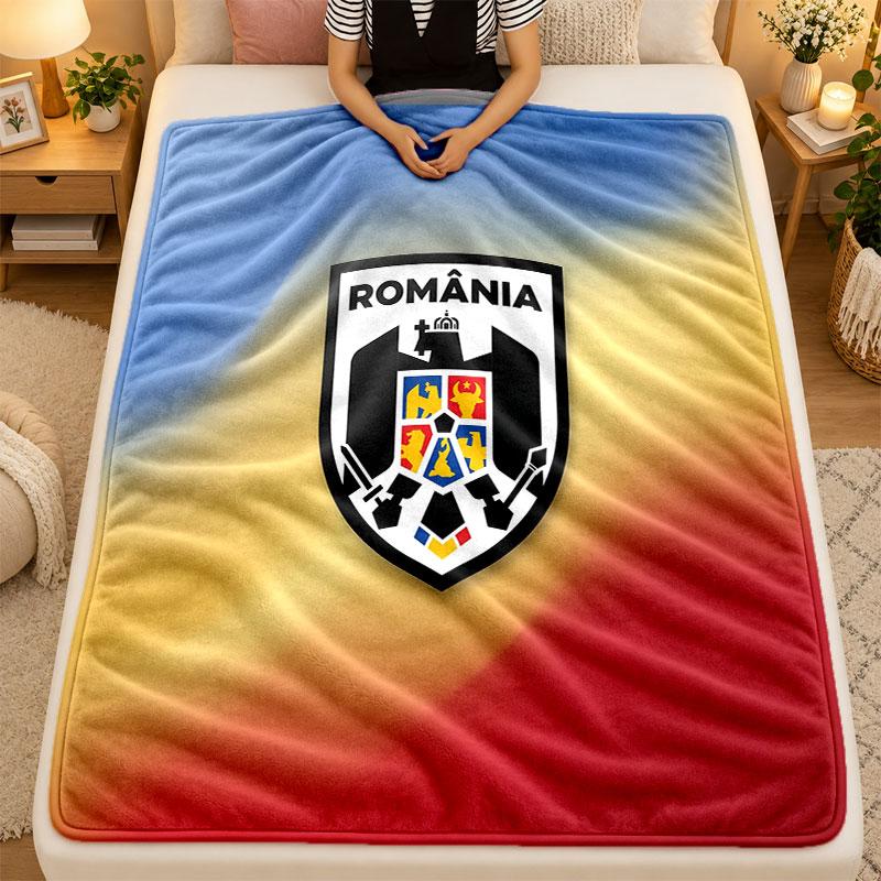 Flannel BlanketRomania Football Warm Soft Throw Blanket for Indoor Sofa Bed Living Room Use