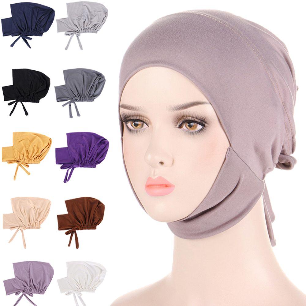 Short Muslim Stretch Arab Turban Inner Hijab Caps Headwrap Islamic Cap Female Headscarf