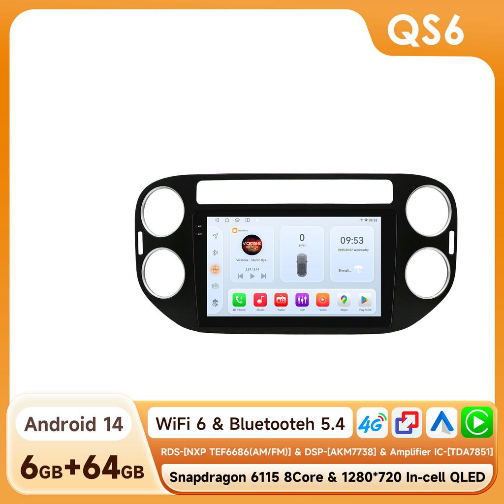 Автомагнитола для Volkswagen Tiguan 1 NF 2006-2016 Беспроводной Carplay Авторадио DSP 4G WIFI RDS 6115 GPS-Навигация Стерео Интеллектуальные Системы