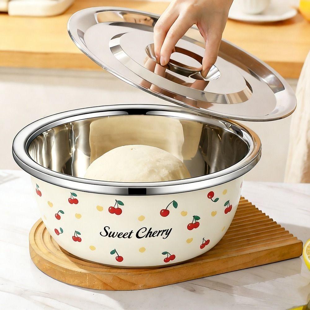 Nesting Salad Bowl Set Stainless Steel Lard Strainer Grease Container Kitchen Cooking