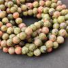 Natural Unakite Jasper Beads, Smooth Round Beads, 6mm 8mm 10mm Size, Watermelon Peach Green Gemstone Beads, 14-15 Inch Strand.