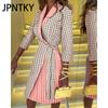 JPNTKY Women's Fashion Spring Autumn 3/4 Sleeve POLO-Neck Casual Dresses
