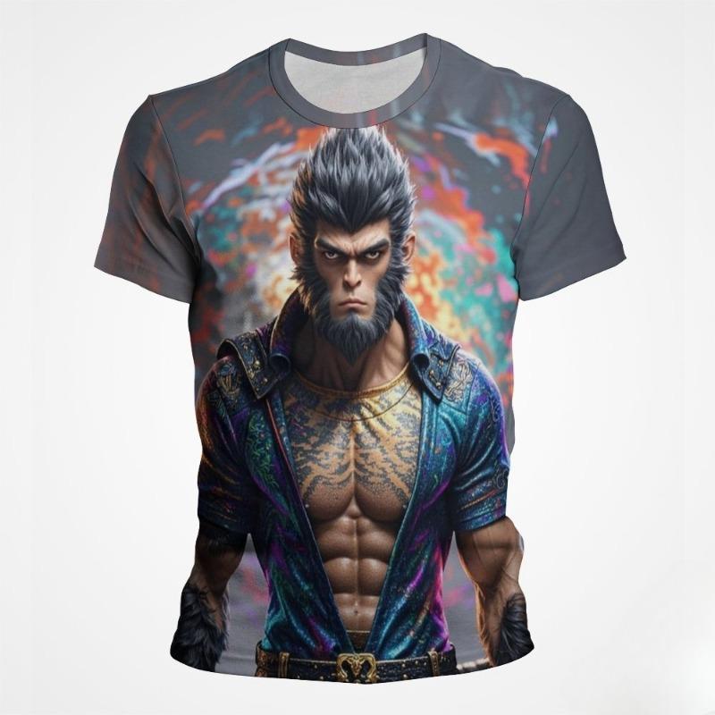 Футболка Explosive Game Black Monkey King для мужчин, детская повседневная одежда мечты, большой размер, принтованная новая футболка для мужчин