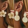 Подходят для стиля «легкая роскошь» на рабочем месте, серьги-цветы из белого искусственного жемчуга, преувеличенные геометрические круглые серьги-миксы для женщин