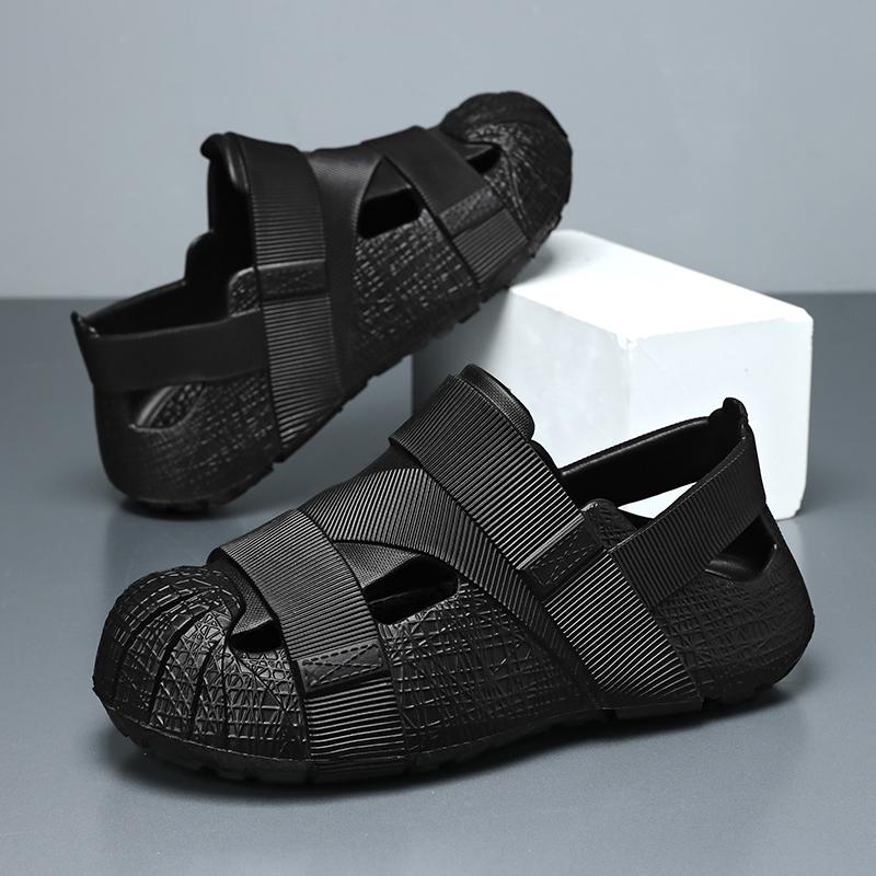 Летние мужские сандалии для улицы с полой подошвой, плоская нескользящая подошва, женские дышащие кроссовки с мягкой подошвой для сада и пляжа, большие сандалии