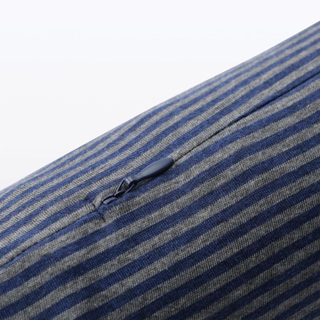 MUJI Fit Neck Cushion, Heather Navy x Gray, Approx. 16 x 64 cm, 44430934