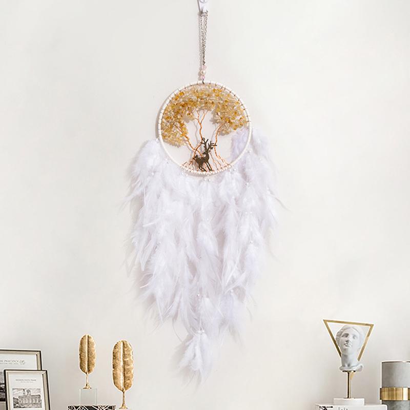 Tree Of Life Dream Catcher Handmade Pink Gravel Wall Hangings Feather Craft Home Decor Wind Chimes Dreamcatchers Room Decorate Quality