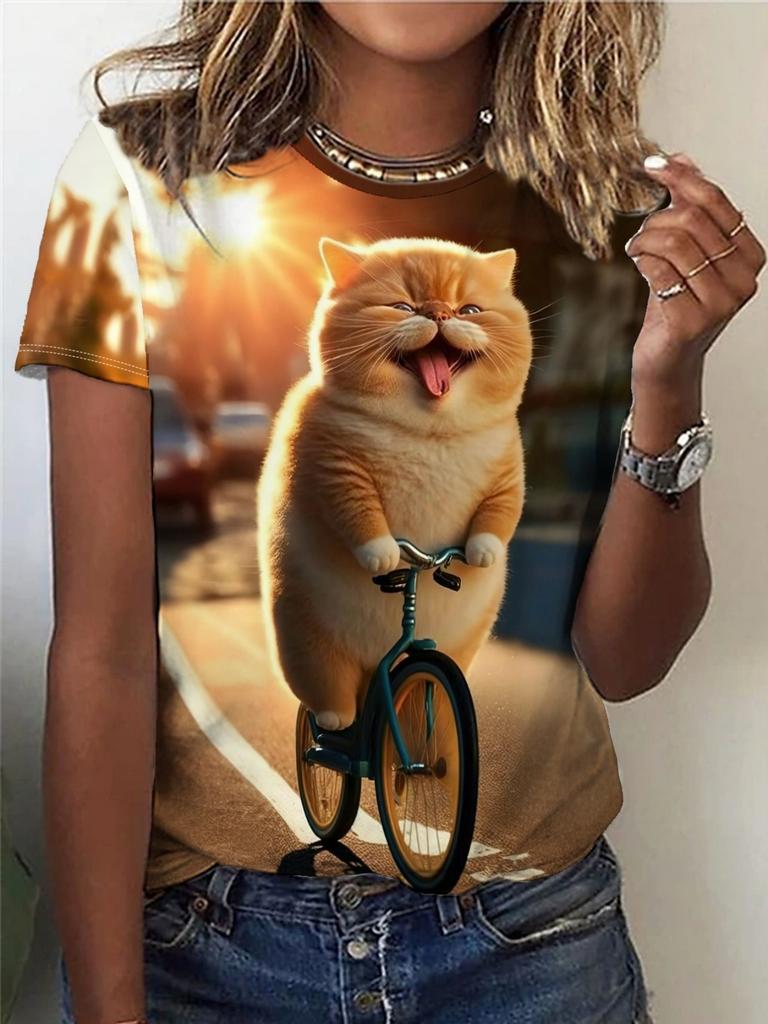 Cartoon Cat Toddler Girl Clothes 3D Print T-Shirts Children Top Summer Short Sleeve T-Shirts for Boys Tee Junior Girls' Clothing