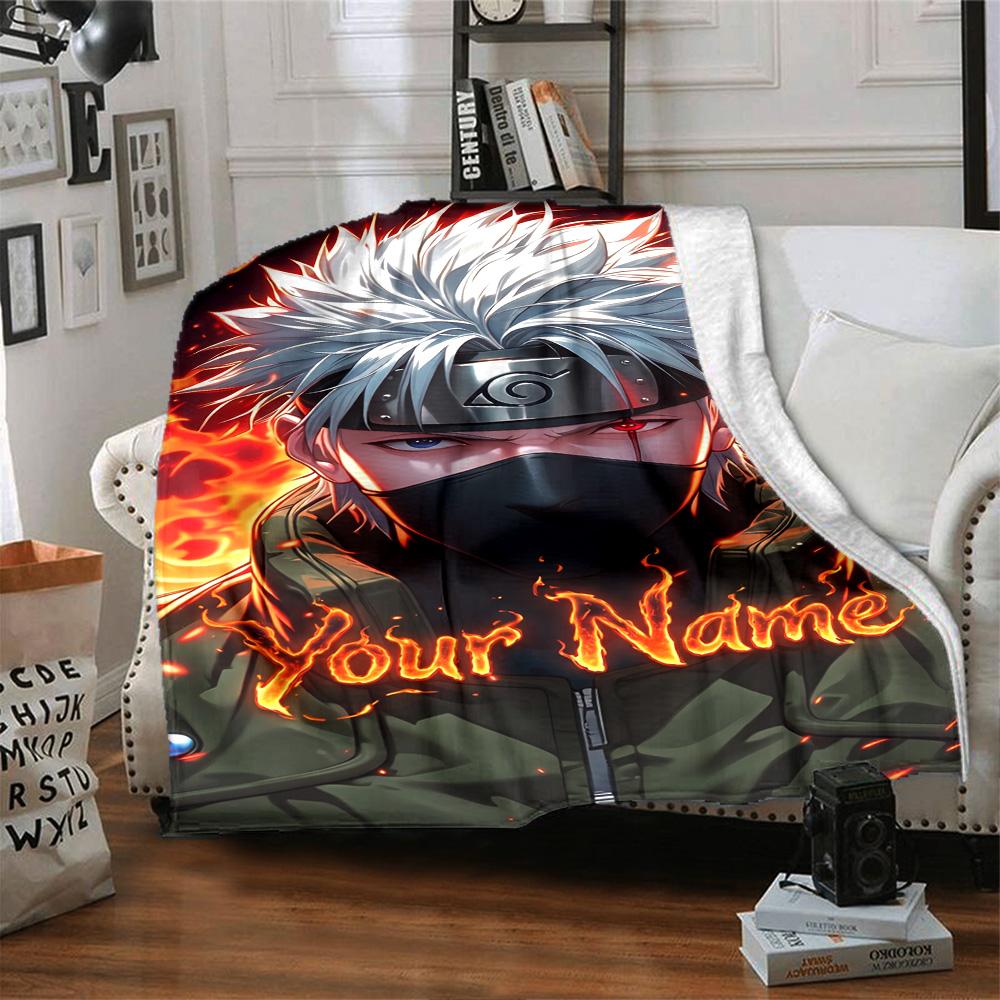 Naruto Character Personalized Text Blanket Lightweight Customizable Blanket Comfortable Great for Nap Office Office Chair Livingroom All-Season Use