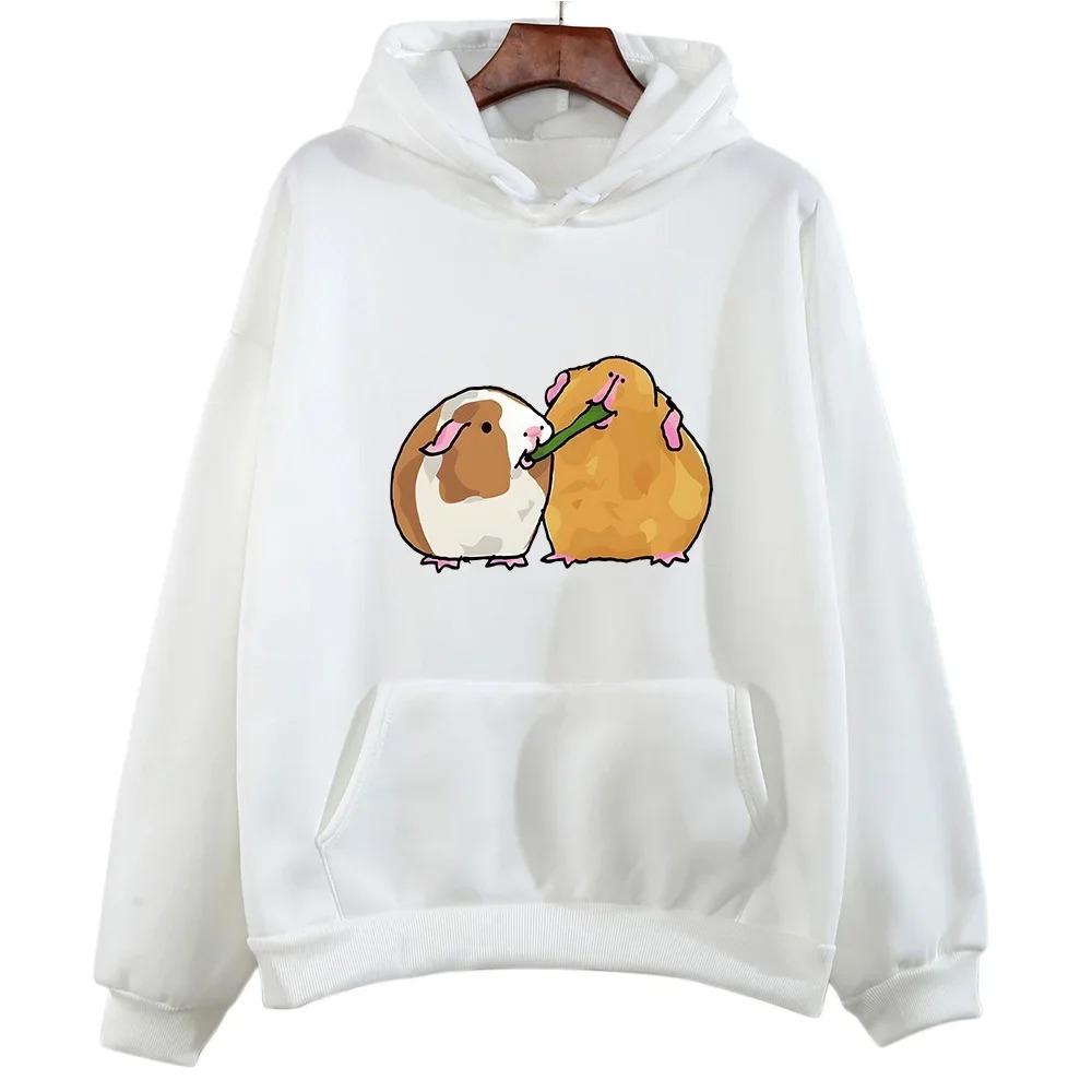 Unisex Guinea Pig Printing Hoodie Cute/kawaii Animal Clothes Autumn Women/men Fleece Sweatshirt Slight Strech Pullover Long Sleeve Tops