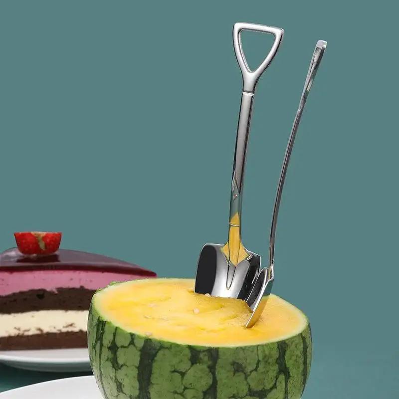 Железная лопата из нержавеющей стали, ложка для кофе, ложка для мороженого, инженерная лопата, ретро, милая ложка с квадратной головкой, кухонный гаджет