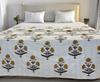 Hand Block Floral Printed Kantha Quilt, Cotton Kantha Bedspread, Vintage Bedding Bedsheets, Handmade kantha throw