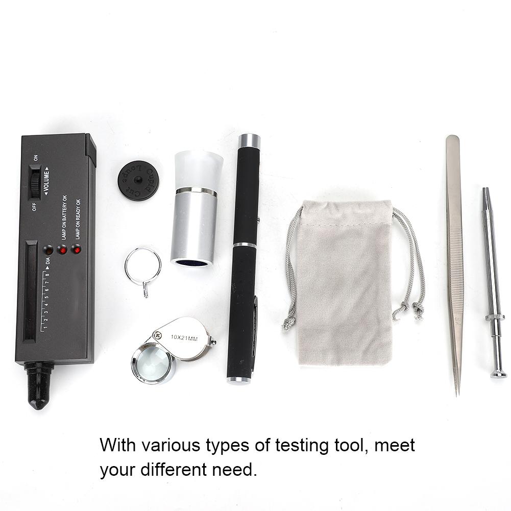 Алмазный тестер, фонарик, просмотрщик, пинцет, лупа, набор инструментов для идентификации алмазных когтей
