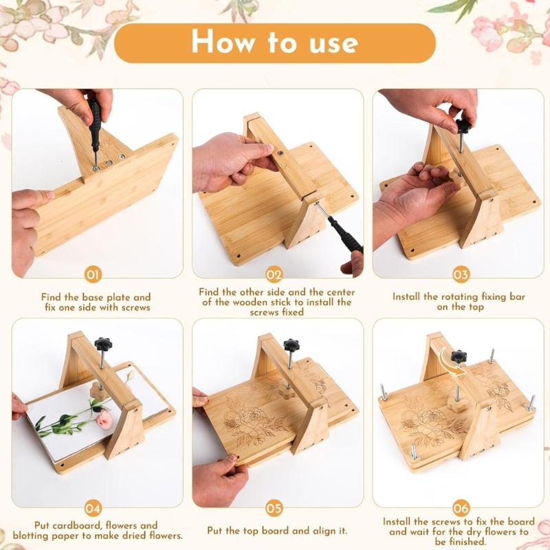 Sustainable Wooden Detachable Flower Press Set Efficients Plant Drying Board for Home Craft and School Activity