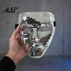 Comfortable Mirror Mosaic Mask Halloween Disco Ball Mask, Breathable Masquerade, Sparkling Gold Glitter Party Costume for Dance Performance,