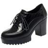 Fashion Deep Mouth Soft Leather Shoes Women Oxfords Platform Pumps High Heels Shoes Black Lace Up Office Work Pumps Shoes Comfortable