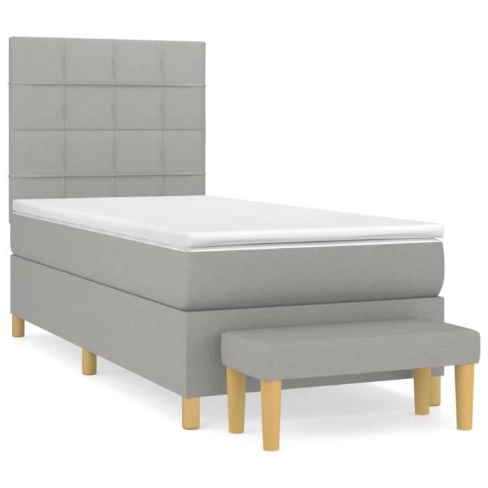 3137133 vidaXL Divan Bed with Mattress Light Grey 100x200cm Fabric