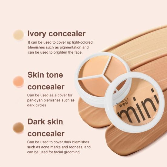 3 Colors Concealer Palette Natural Spot Dark Circle Acne Full Coverage Long Lasting Moisturizing Matte Finish Foundation Cream
