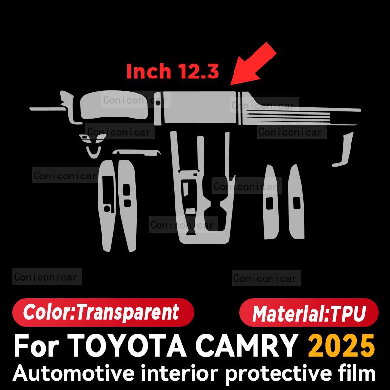 Для TOYOTA CAMRY 2025 Панель Приборной панели Навигация Автомобильный Интерьер Защитная Пленка TPU Анти-Царапина Наклейка Защита