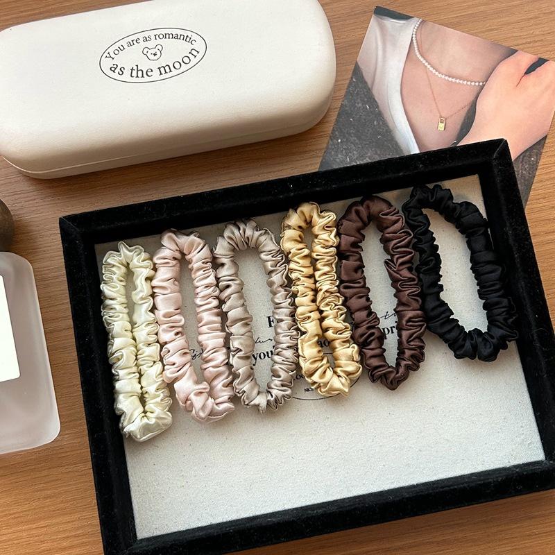 100% Чистые шелковые резинки для волос из тутового шелка для женщин Эластичные шелковые резинки для волос Веревка для волос хвостик для девочек Черные резинки для волос Аксессуары