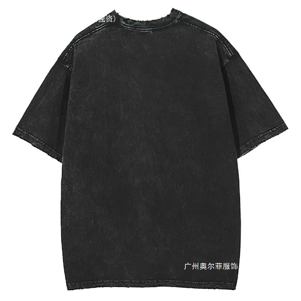 Vintage Wash Short Sleeve Portrait Print T-Shirt Summer
