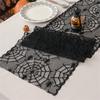 Halloween Black Lace Polyester Tablecloth for Party Decorations Fabric Easy To Cleaning Foldable Designs