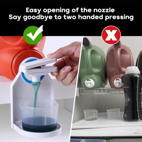 Laundry Detergent Dispenser with Nozzle Switch Easy Installation Labor-Saving Laundry Detergent Cup Holder Drip Tray Set