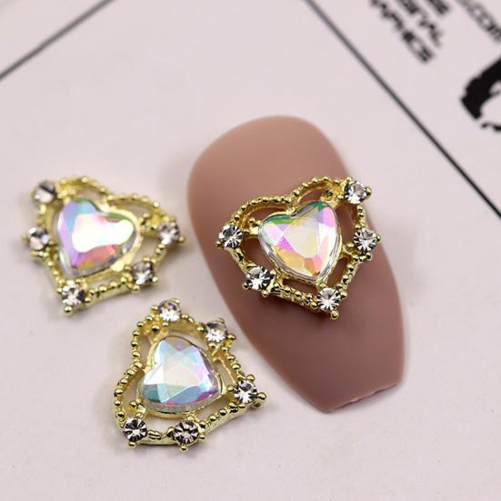 10 шт. Маникюрный декор, сверкающий, потрясающий визуальный эффект, трехмерное сердце для ногтей своими руками, красочные искусственные алмазные украшения для ногтей, принадлежности для ногтей